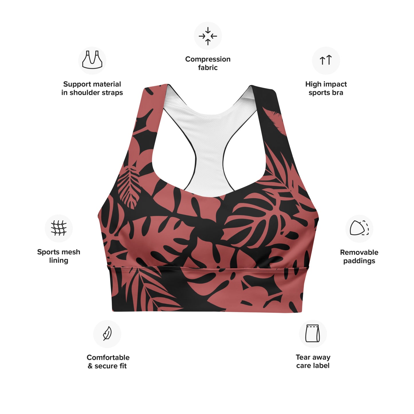 DOJO Yin - Floral Sports Top (Dusty Red)