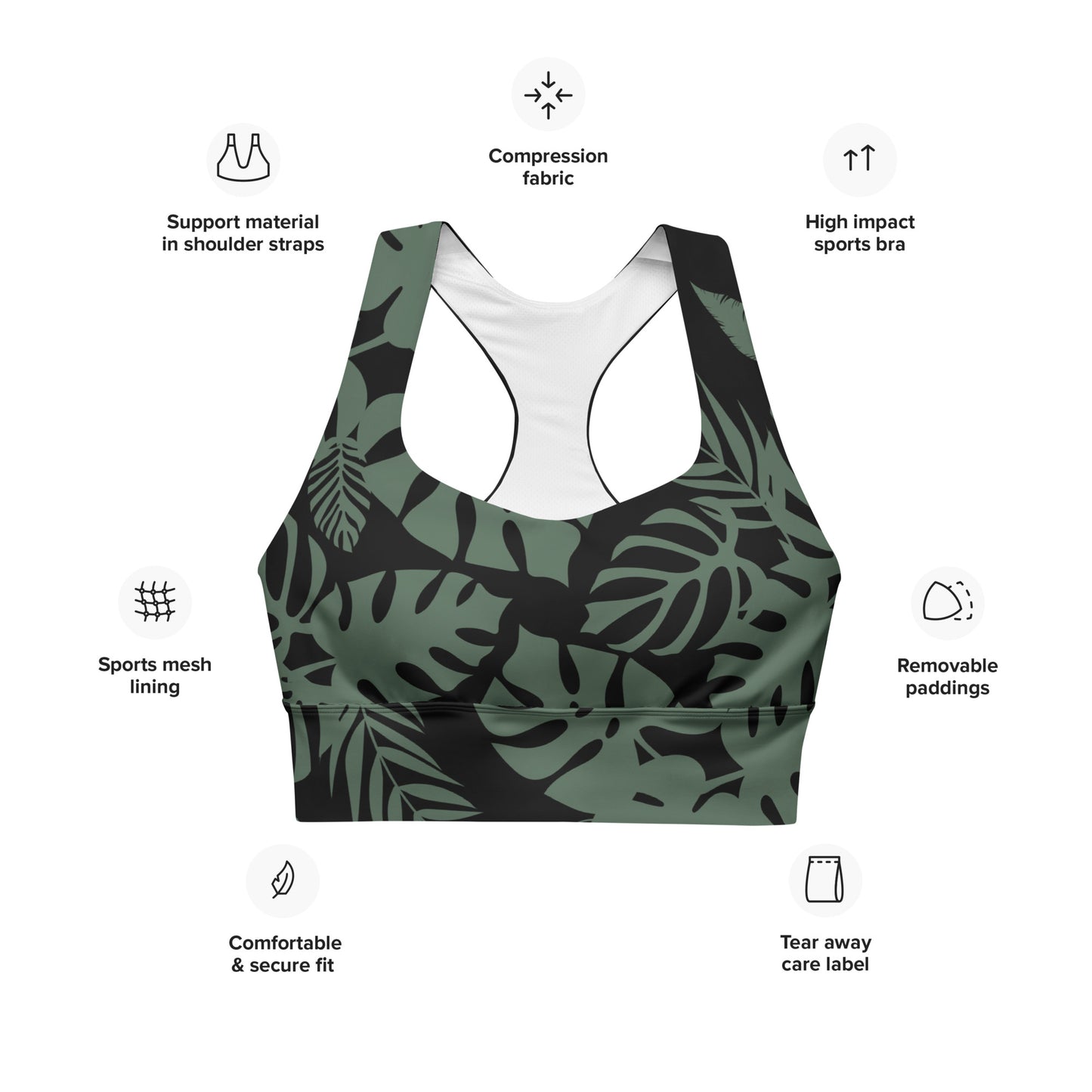 DOJO Yin - Floral Sports Top (Dusty Green)