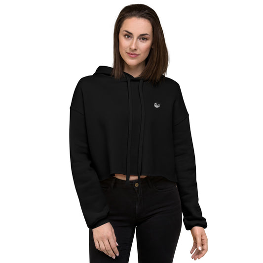 DOJO Yin - Embroidered Wave Crop Hoodie