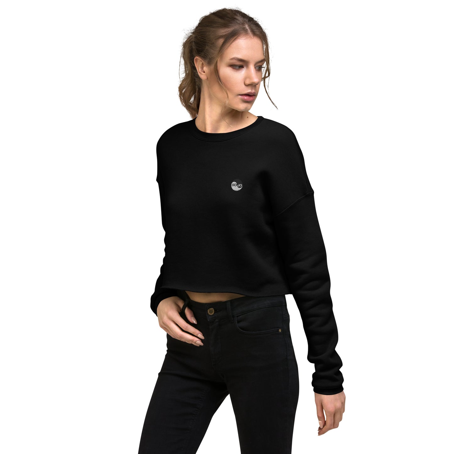 DOJO Yin - Embroidered Wave Crop Sweatshirt