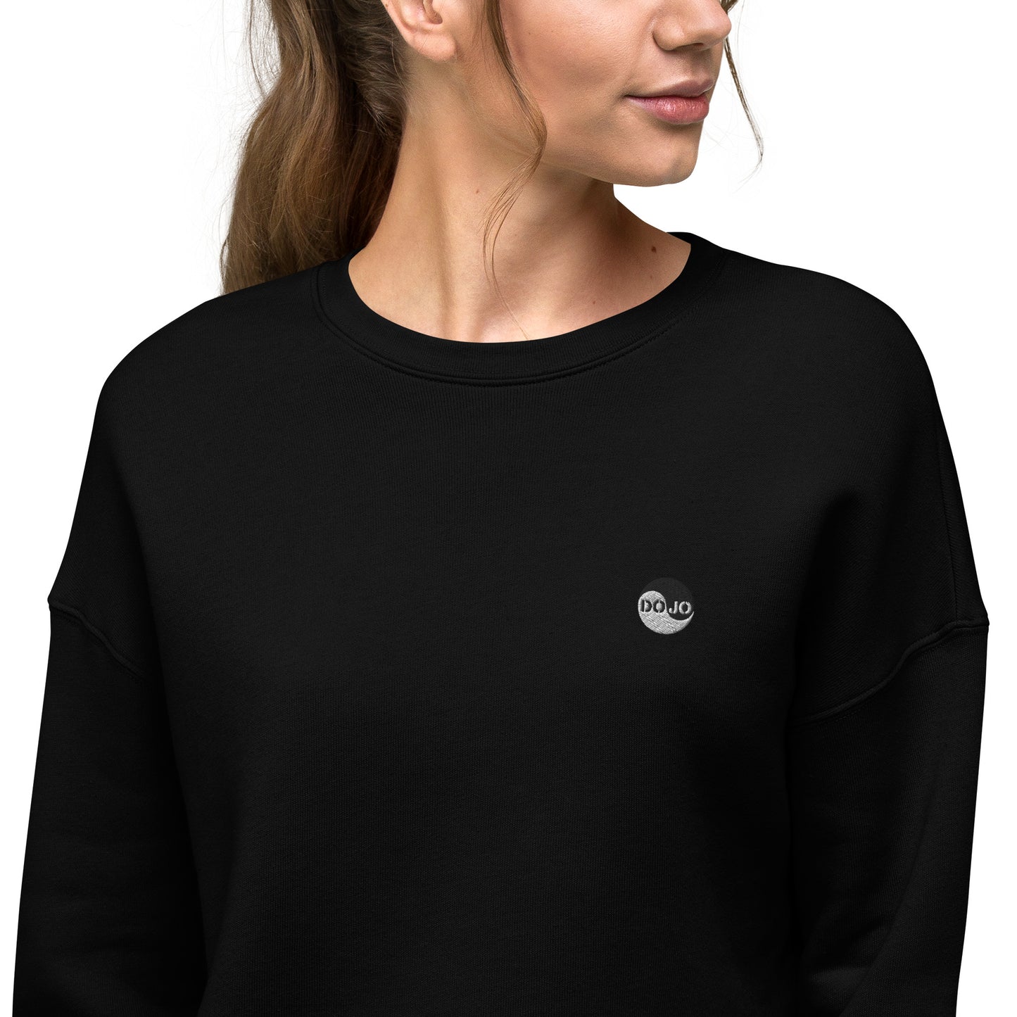 DOJO Yin - Embroidered Wave Crop Sweatshirt