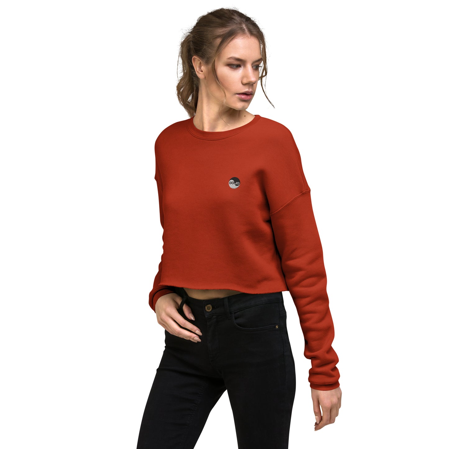 DOJO Yin - Embroidered Wave Crop Sweatshirt