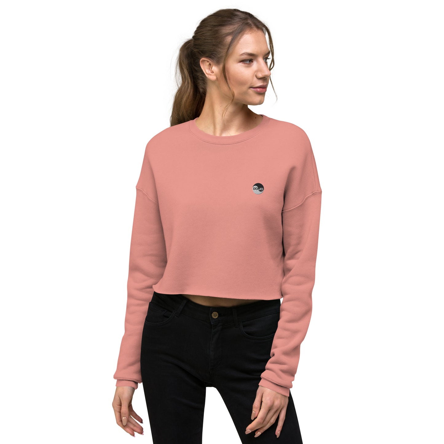 DOJO Yin - Embroidered Wave Crop Sweatshirt