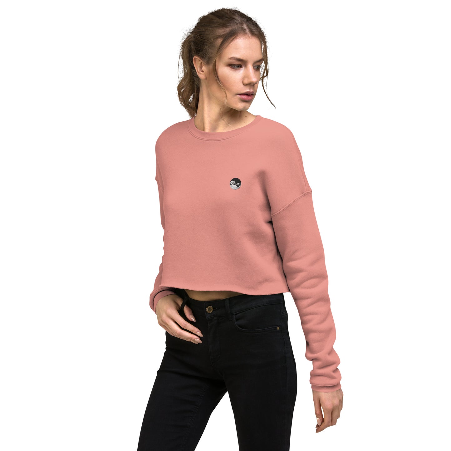 DOJO Yin - Embroidered Wave Crop Sweatshirt