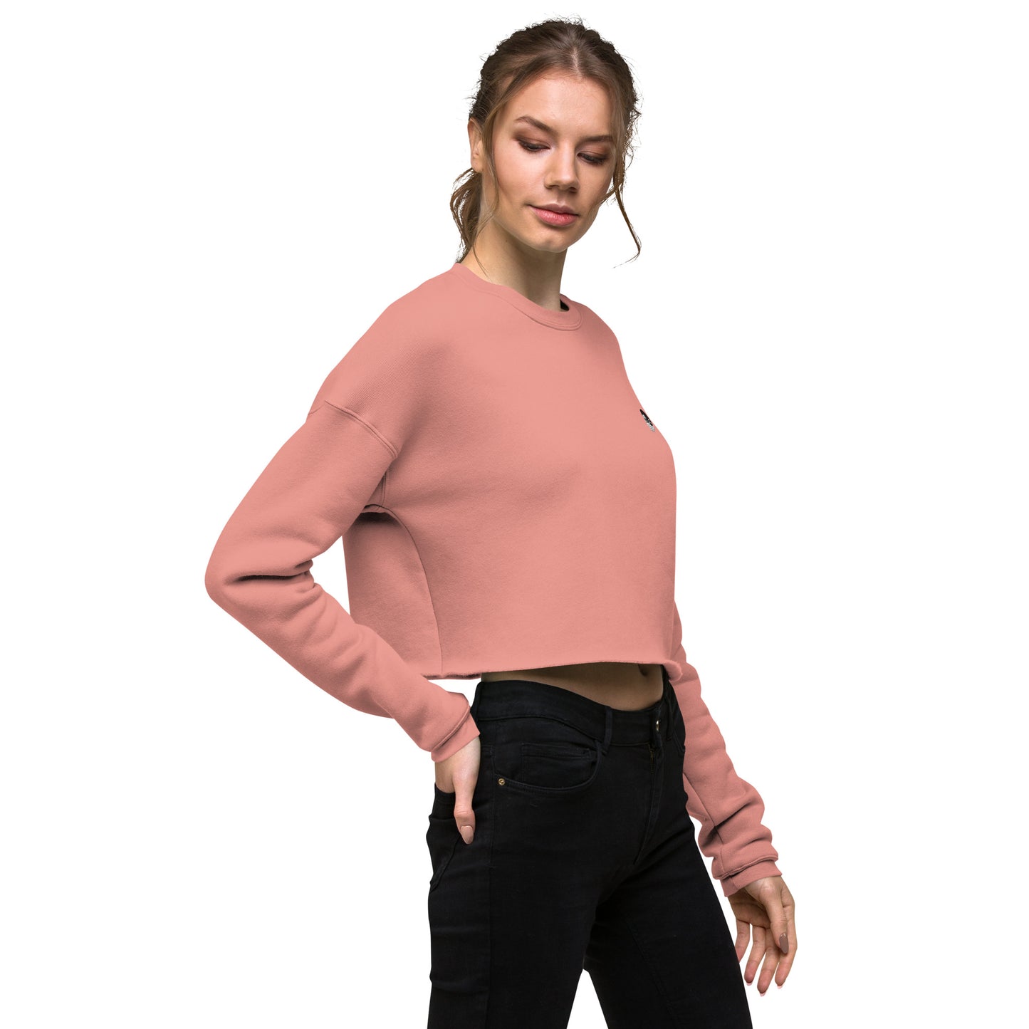 DOJO Yin - Embroidered Wave Crop Sweatshirt