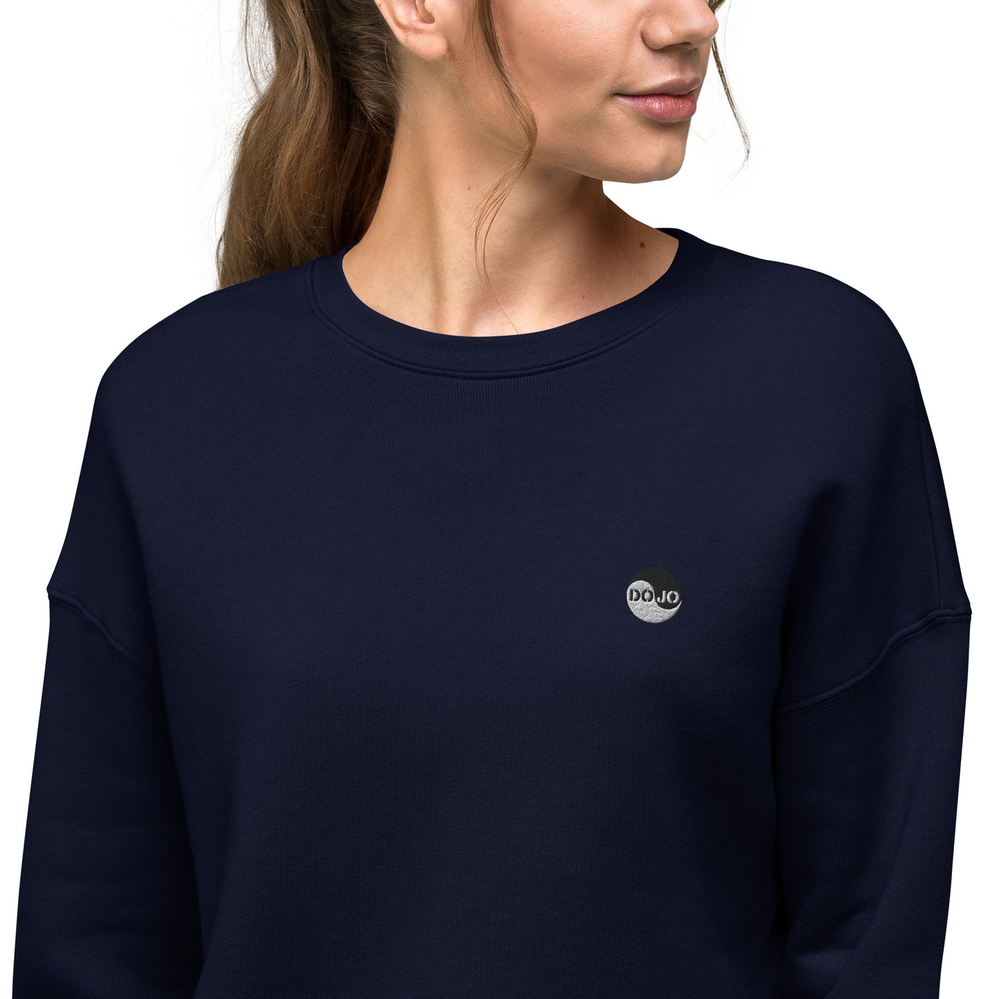 DOJO Yin - Embroidered Wave Crop Sweatshirt